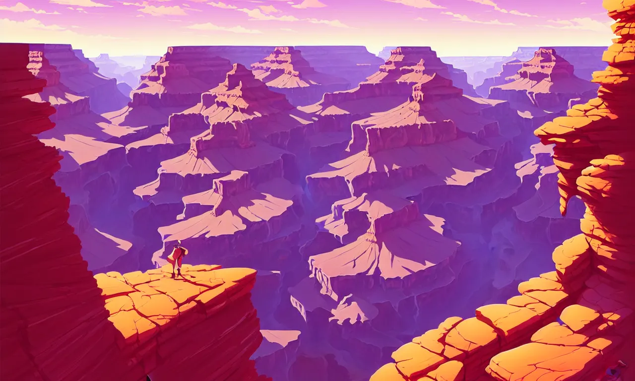 Image similar to beautiful grand canyon, vector art behance hd by Jesper Ejsing, by RHADS, Makoto Shinkai and Lois van baarle, ilya kuvshinov, rossdraws global illumination