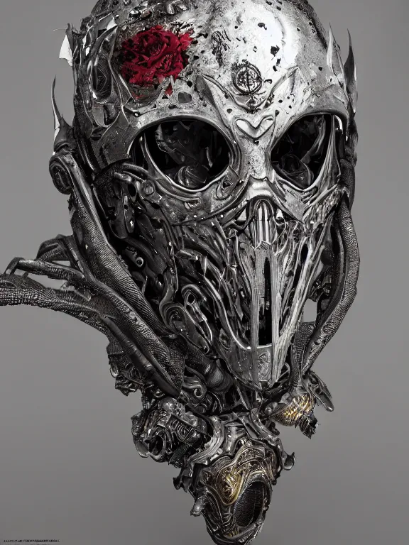 Image similar to portrait art of 8k ultra realistic undead wraith, ornate helmet , detailed intricate ornate armour,corrupted, cybernetic, full of colour, cinematic lighting, battered, trending on artstation, 4k, hyperrealistic, focused, extreme details,unreal engine 5, cinematic, masterpiece, art by ayami kojima, giger