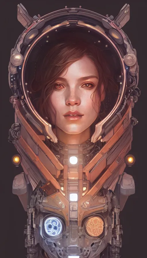 Image similar to symmetry!! portrait of a robot astronaut, floral! horizon zero dawn machine, intricate, elegant, highly detailed, digital painting, artstation, concept art, smooth, sharp focus, illustration, art by artgerm and greg rutkowski and alphonse mucha, 8 k