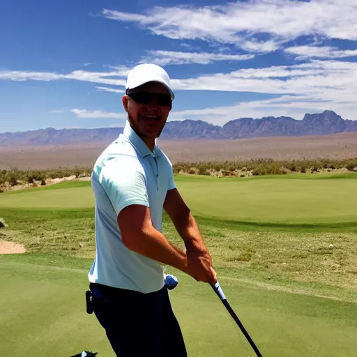 Prompt: pickle man golfing in the desert