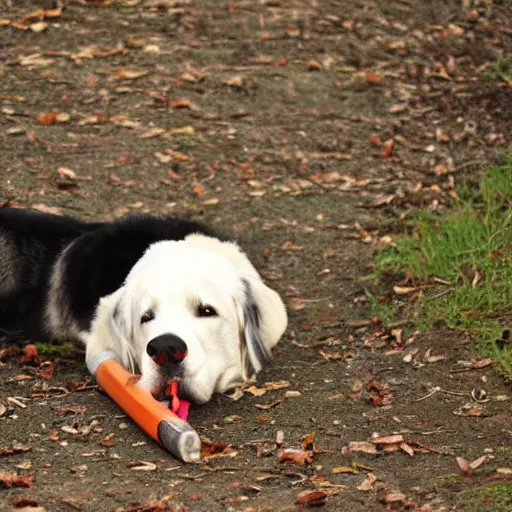 Prompt: idefix enjoying a bone