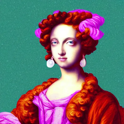 Image similar to vaporwave baroque portrait