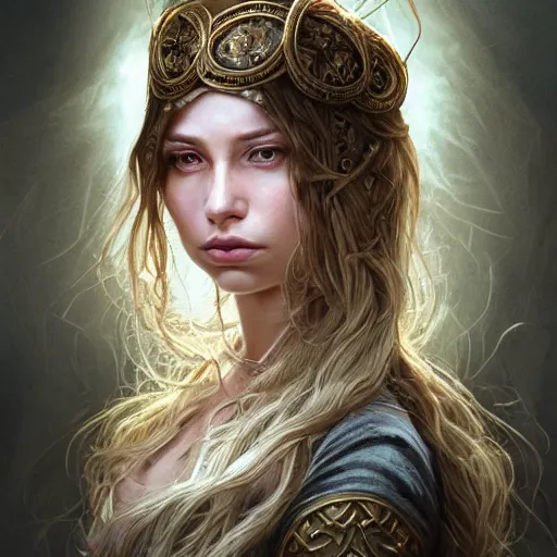 Prompt: portrait of a beautiful female cleric with long hair and a angry face. And carry a long needle in his hands. Epic fantasy. beautiful. hyperrealism symetric face cinematic top lighting, insanely detailed and intricate, face by wlop, Charlie Bowater, golden ratio, symmetric, elegant, ornate, luxury, elite, matte painting, cinematic, trending on artstation, deviantart and cgsociety, 8k, high resolution