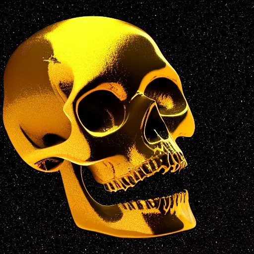 Image similar to the gold particles form a human skull on a black background, adobe aftereffects