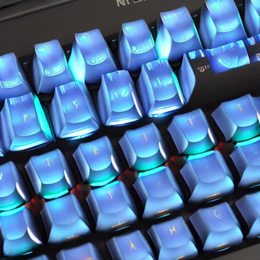 Image similar to a custom mechanical keyboard with theme of blue flames