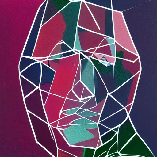 Image similar to a portrait of abstract face with polygon