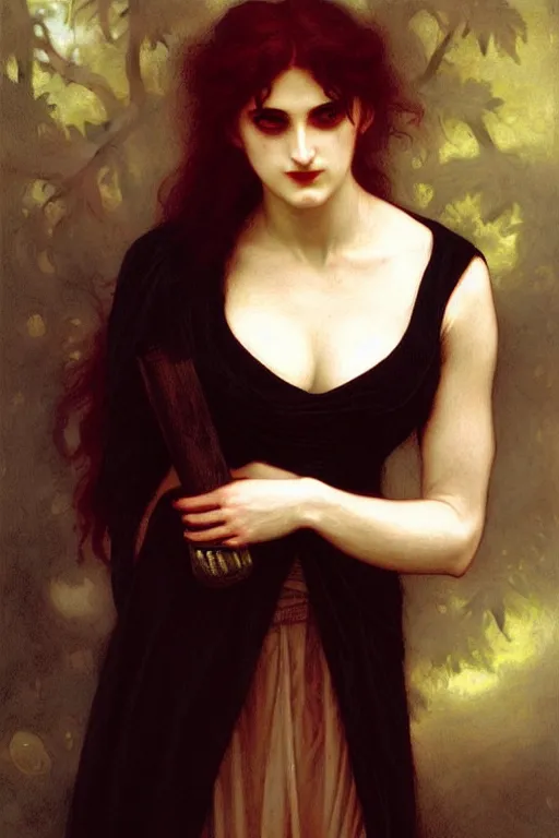 Image similar to victorian vampire in a big hate, painting by rossetti bouguereau, detailed art, artstation