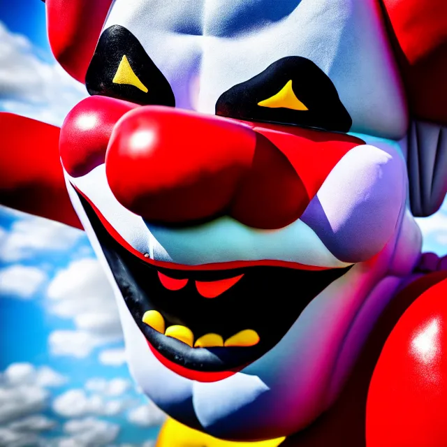 Prompt: scary bouncy castle clown, highly detailed, 8 k, hdr, smooth, sharp focus, high resolution, award - winning photo