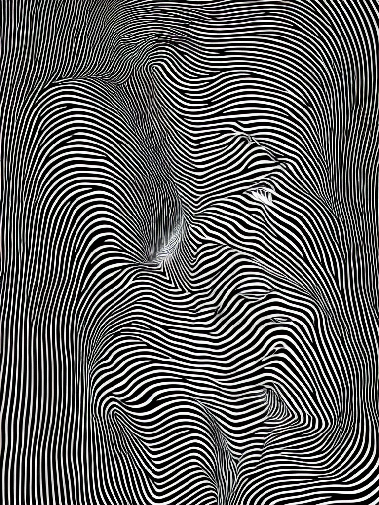 Image similar to a beautiful female face made of illusory motion dazzle camouflage perlin noise optical illusion