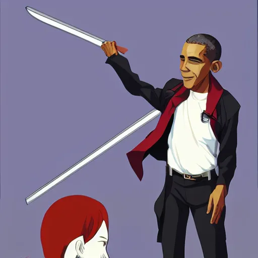 Prompt: obama as an anime swordfighter