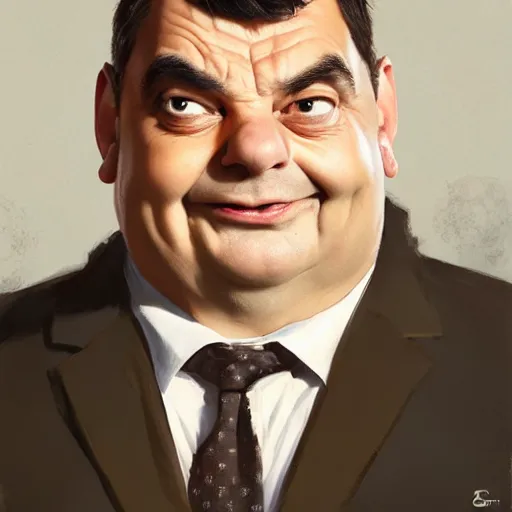 Image similar to portrait of big chungus as mr. bean painted by greg rutkowski, wlop