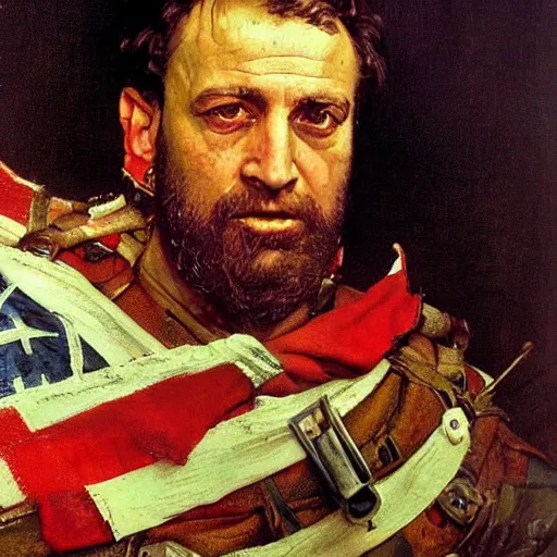 Prompt: a portrait painting of William Wallace. Painted by Norman Rockwell