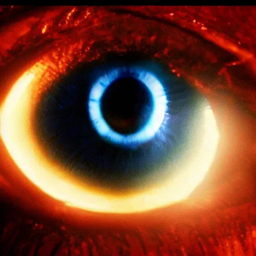 Image similar to the eye of sauron in lord of the rings, except the eye is alex jones, cinematic lighting, realistic