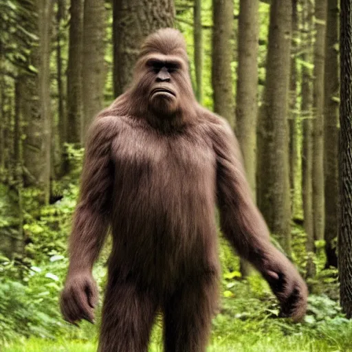 Prompt: a slightly blurry photograph of bigfoot