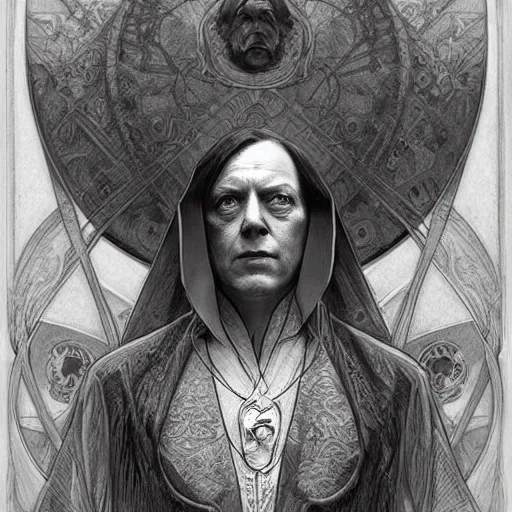 Image similar to amazing lifelike award winning pencil illustration of aleister crowley trending on art station artgerm Greg rutkowski alphonse mucha cinematic