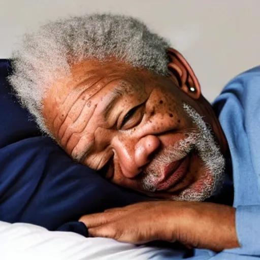 Prompt: Morgan Freeman Sleeping