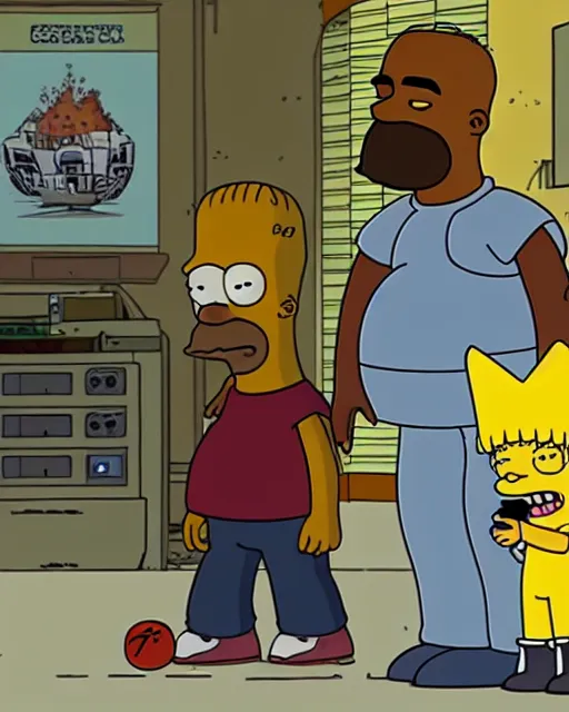 Image similar to a still of kanye west in the simpsons