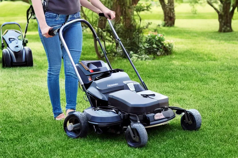 Image similar to baby stroller with a lawn mower attachment