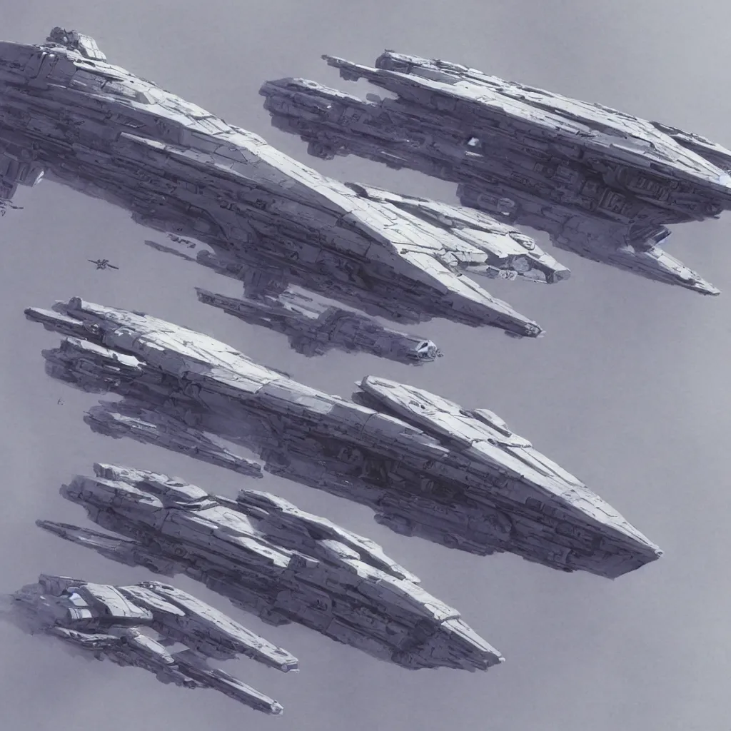 Prompt: star wars spaceship design, concept art, doug chiang, colin cantwell