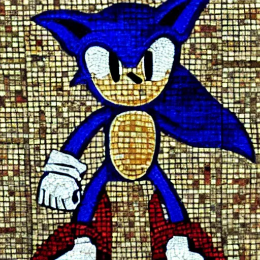 Image similar to sonic in a ancient greek mosaic