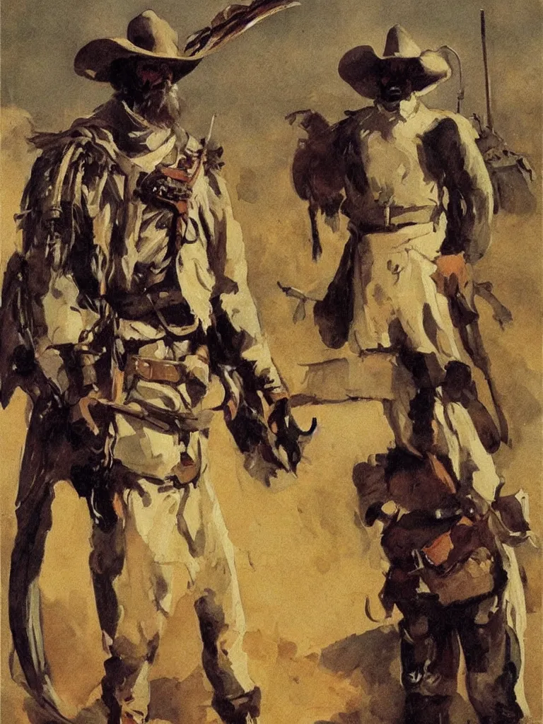 Image similar to a filmmaker cowboy dressed in ned kelly iron chicken armour, character design painted by sorolla and anders zorn
