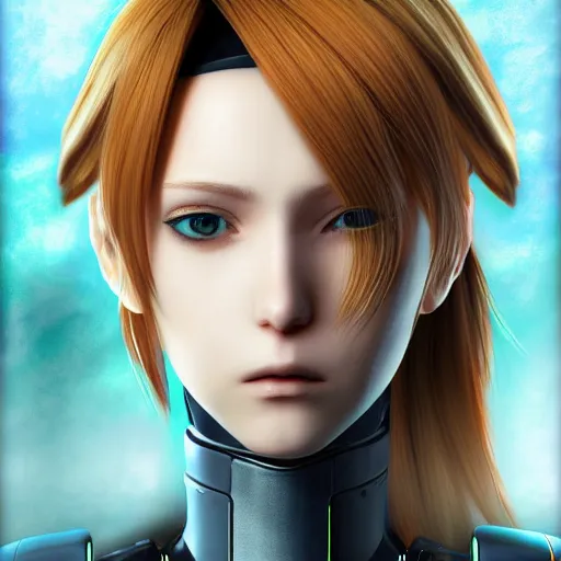 Prompt: portrait of female android by Tetsuya Nomura, 4k