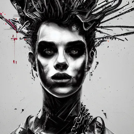 Image similar to splashes of neon, punk portrait made out of paint, trending on artstation, epic composition, emotional, beautiful, rendered in octane, highly detailed, realistic, tim burton comic book art, sharp focus