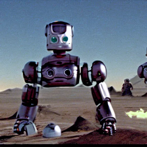 Image similar to film still of the 2001 movie robot invasion from planet 153