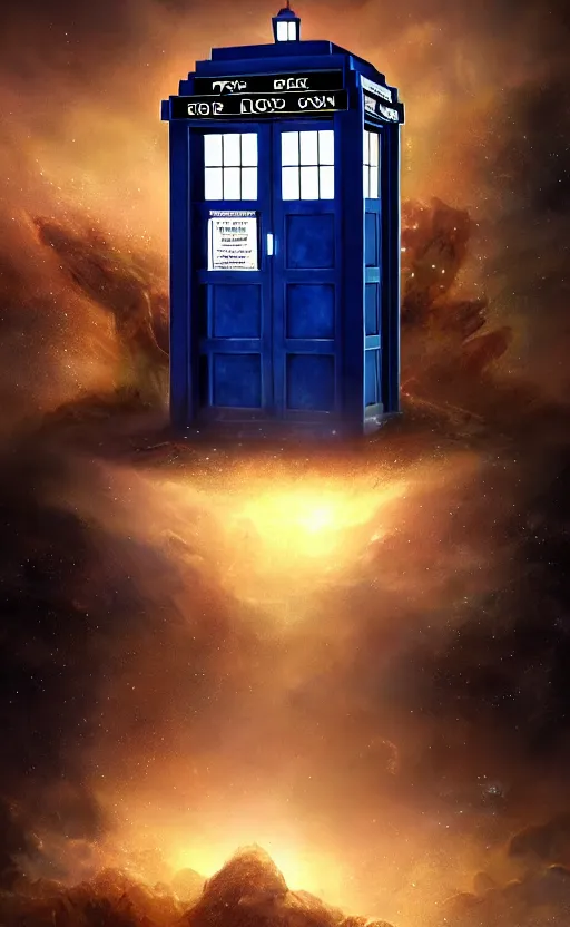 Image similar to a portrait of a tardis, in space, dynamic lighting, photorealistic fantasy concept art, trending on art station, stunning visuals, creative, cinematic, ultra detailed