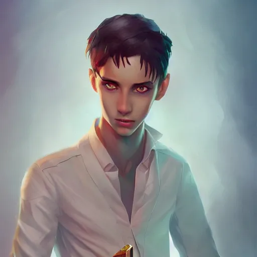 Prompt: fantasy, a skinny young male magician, highly detailed, intricate, smooth, characterized by roman shipunov, etienne hebinger, atey ghailan, cgsociety, cynical realism, fantasy art, 2 d game art