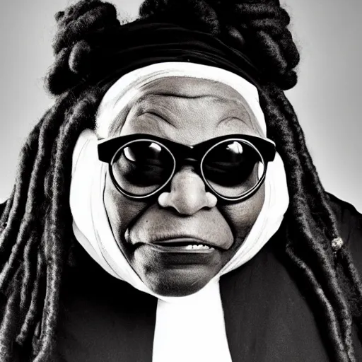 Image similar to whoopi goldberg as wario in real life