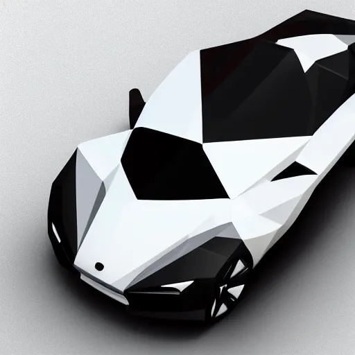 Image similar to a low poly game object of a single sport car on the white background, in the center