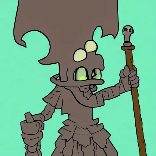 Prompt: squidward as a dark souls boss by Paul aka The Rusted Pixel