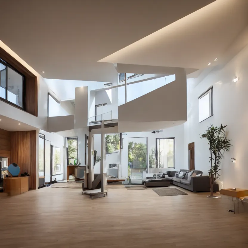 Image similar to Interior photograph of a bright modern house, 8k, ultra HD