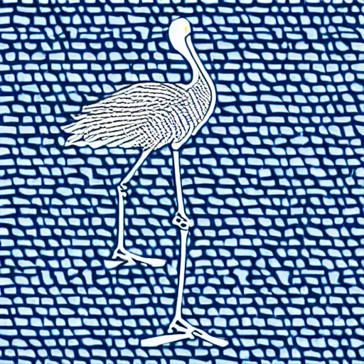 Prompt: tesselating texture of a crane, 2d, symmetric, clear lines, minimalistic, limited color palette