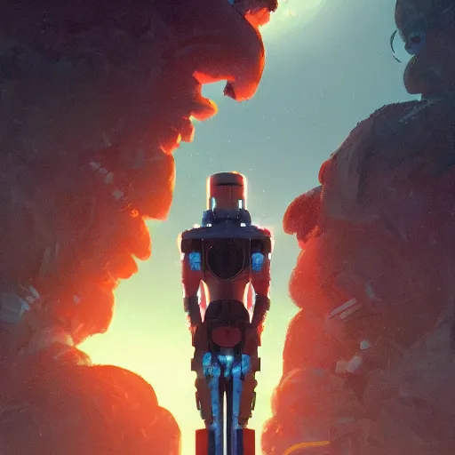 Image similar to illustration of a lonely robot seeks friend, intricate complexity, by greg rutkowski, artgerm, ross tran, conrad roset, takato yomamoto, ilya kuvshinov. 4 k, beautiful, cinematic dramatic atmosphere