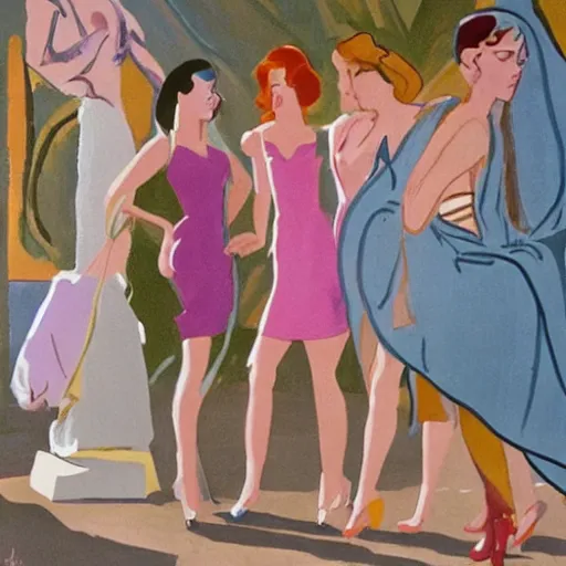 Prompt: scene of the demoiselles de rochefort by jacques demy