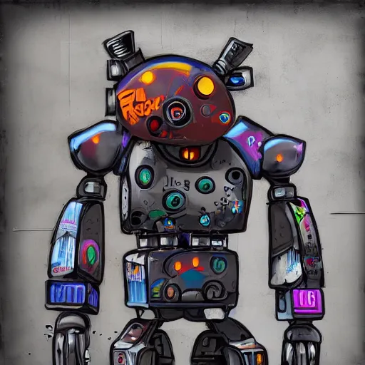 Prompt: Robot rat mech, graffiti, 4k