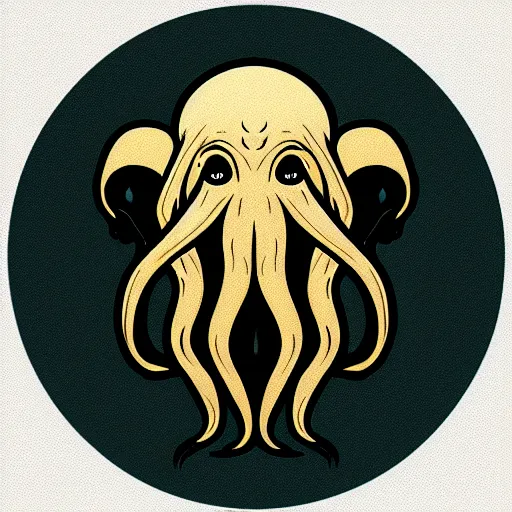 Prompt: cthulhu as ☺ emoji, telegram sticker design, flat design, glossy design, white outline