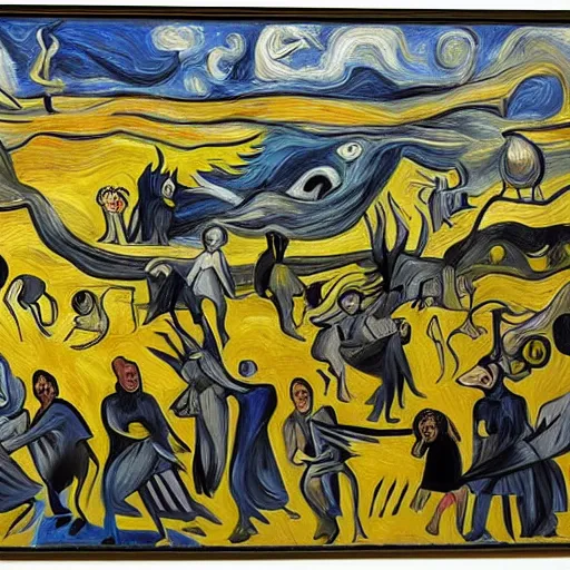 Image similar to guernica painting in the style of van gogh, 4 k