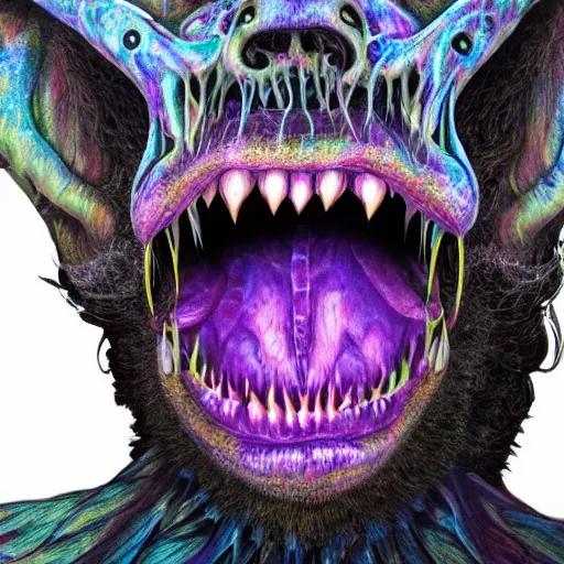 Prompt: a realistic detailed studio portrait photo of a monster, psychedelic