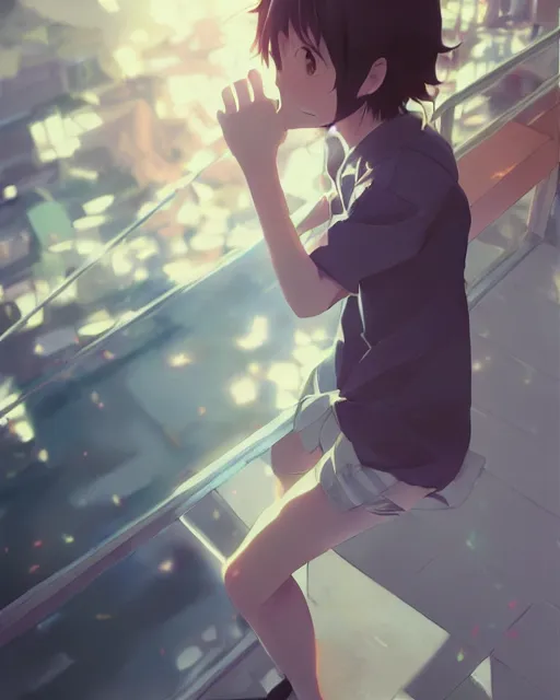 Image similar to slice of life anime, perfect shading, atmospheric lighting, by makoto shinkai, stanley artgerm lau, wlop, rossdraws