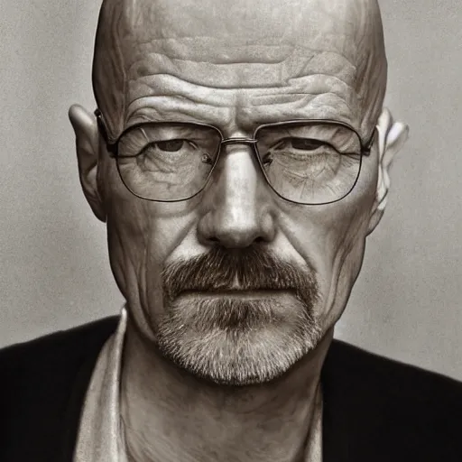 Image similar to !dream Portrait photo of walter white, color, studio lighting