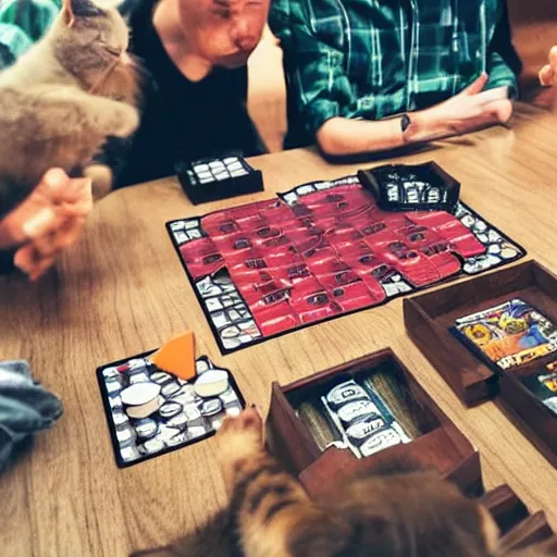 cats playing board games