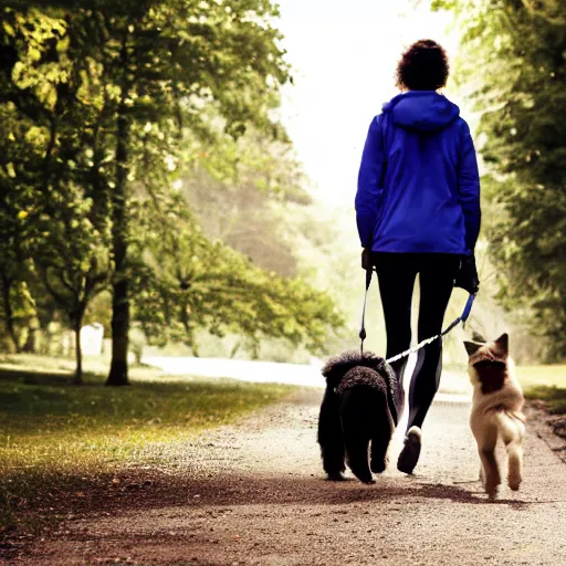 Image similar to a dog walking a human