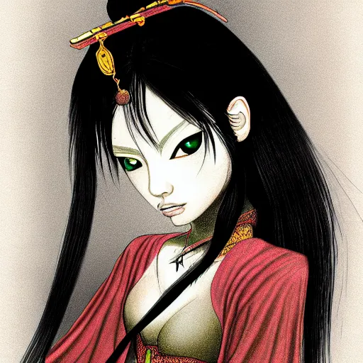 Image similar to Onimusha Ophelia, portrait, illustration