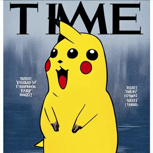 Prompt: cover of time magazine featuring pikachu as a person wearing a hoodie and sunglasses
