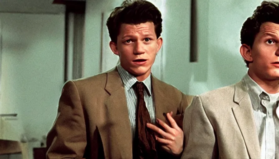 Image similar to tom holland as detective columbo, film still,