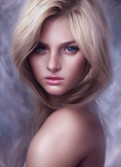 Prompt: gorgeous female photo, professionally retouched, soft lighting, realistic, smooth face, full body shot, torso, perfect eyes, intriguing look, enticing, romantic, agitated appearance, untidy, playful, sharp focus on eyes, 8 k, high definition, insanely detailed, intricate, elegant, art by artgerm and j scott campbell