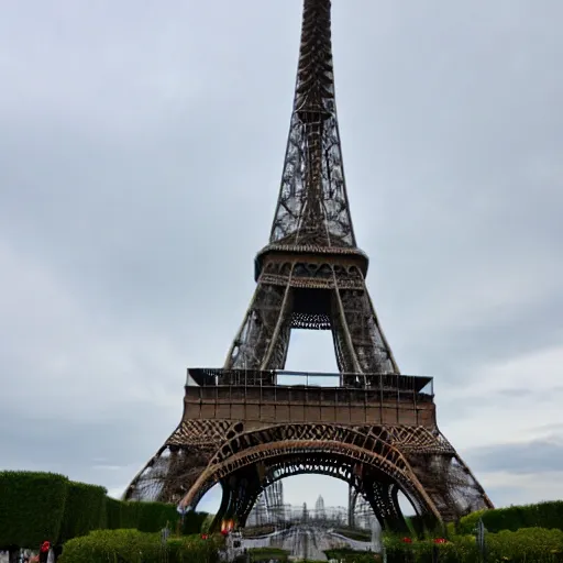 Image similar to tourist picture of the Eiffel tower made from gruyere